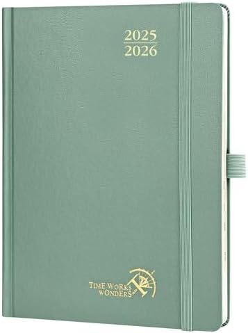 POPRUN Planner 2025-2026, (Medium 6.5'' x 8.5'' Hard Cover) Academic Calendar (July 25-June 26) Daily Weekly and Monthly Appointment Book with Hourly Time Slots, Monthly Tabs, 100 GSM - Midnight Green