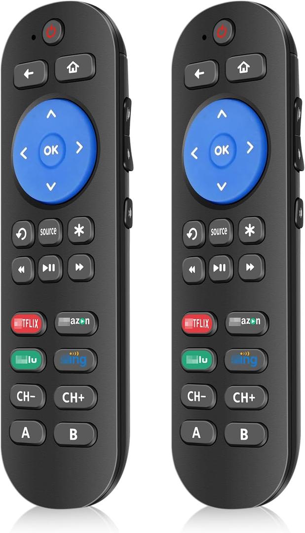 2 Pc Programmed Replacement Remote for Roku with Volume Key - All in One Remotes Control for Roku Express 4K+, Premiere/+, Ultra, 1 2 3 4, and Vizio TV Extra with 9 Learning Keys (Not for Stick)