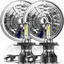 for Chevy C10 K10 K20 1975-1980 Pair 7" Round Hi/Lo Beam,7" Inch Diamond Crystal Clear Semi Sealed Beam Glass Lens Housing Headlights+H4 LED Bulbs,6000K Cool White