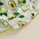 Kayotuas Newborn Baby Girl Summer Clothes Romper Dress Fruit Print Sleeveless Square Neck Bow Jumpsuit Bodysuit with Headband (Green)