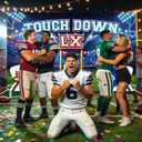 Mocsicka Touch Down Banner 2026 Super Football Birthday Party Decorations 2026 LX Touch Down Happy Birthday Banner for Kids boys Football Birthday Bakcdrop Party Supplies (Blue, 70.8 x 43.3 Inch)