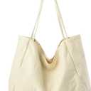 Canvas Tote Bag for Women Large Hobo Shoulder Bag for Work Travel Casual Message Bag Tote Purse Handbags (1-Beige)