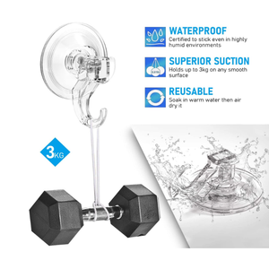 Quntis Suction Cup Hooks 3 Pack, Multi-Purpose Clear Shower Suction Hooks Waterproof Heavy Duty Wreath Hanger for Bathroom, Window, Towel, Shower Wall, Tile, Glass Door, Camper (Transparent)
