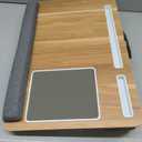 HUANUO Lap Desk - Fits up to 17 inches Laptop Desk, Built in Mouse Pad & Wrist Pad for Notebook, Laptop, Tablet, Lap Stand with Tablet, Pen & Phone Holder, Wood Grain