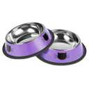 Serentive 2 Pcs Non-Slip Stainless Steel Small Cat Food Bowls - Unbreakable, 7 Oz, Suitable for Indoor Small Pets - Removable Rubber Base, Easy to Clean, Lovely Color