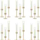 NUPTIO Hurricane Glass Candles Holder: 18 Pcs Gold Taper Candle Stick Holder Bulk - Modern Candlestick Decor with Tall Ribbed Chimney Sleeve for Thanksgiving Christmas Centerpiece