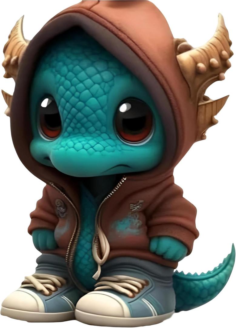 Cool Dragon Figurine Statue  Unique Resin Dinosaur Sculptures for Home & Office, Garden Ornaments  Adorable Baby Dragon as Self-Expression, Gift of Meaning & Collectors Joy (Orange)