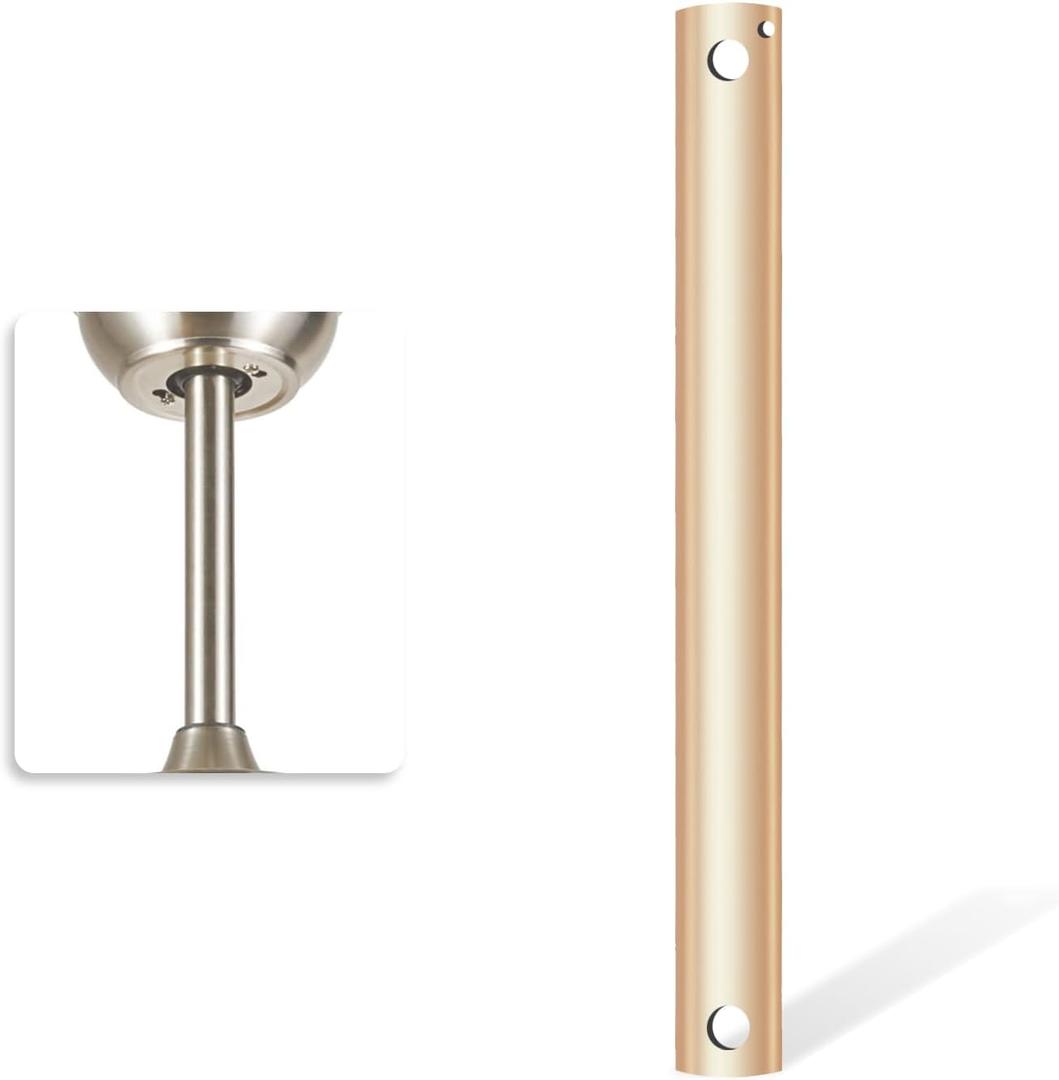 12 Inch Ceiling Fan Downrod with Extension Cord, 1-Foot Gold Ceiling Fan Extension Rod, 1-Inch OD, ceiling fan downrods for Various Fans (Gold, Not Threaded)