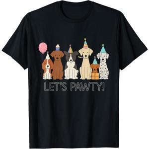 Lets Pawty Cute Dogs Party Celebration T-Shirt, Kids 6