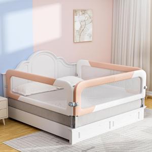 omzer Toddlers Bed Rails for King Bed - 3 Packs Bed Guard Rail Adjustable Height & Foldable Baby Safety Bed Railing 78.7x78.7x74.8 Designed for King Size Beds