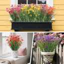 12 Bundles Artificial Flowers for Outdoors Fake Silk Flowers UV Resistant No Fade Plastic Flowers for Spring Summer Outside Garden Porch Window Box, Indoor Table Vase Home DecorYellow Rosered Purple (Colorful)