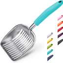 WePet Cat Litter Scoop, Aluminum Alloy Sifter, Kitty Metal Scooper, Deep Shovel, Long Handle, Poop Sifting, Kitten Pooper Lifter, Durable, Heavy Duty, for Litter Box