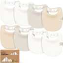 8-Pack Organic Baby Bibs for Boys, Girls - Soft Cotton Drooling and Teething Bibs for Baby Girl & Boy, Extra Absorbent, Easy To Clean & Put On for Toddler, Newborn, Infant 0-24 Months (Purest)