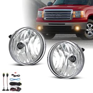 SPIEGEER Fog Lights Assembly for 2007 2008 2009 2010 2011 2012 2013 GMC Sierra 1500 Replacement Fog Lamp Kit for 2007-2014 Sierra 2500 3500 HD with Switch & Wiring H8 12V 35W Halogen Bulb Clear Lens