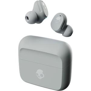 Skullcandy Mod Wireless Earbuds, Bluetooth Headphones, Up to 32 Hours Battery, Noise Isolating Fit, Sweat and Water Resistant, Microphone for iPhone Android - Light Grey/Blue