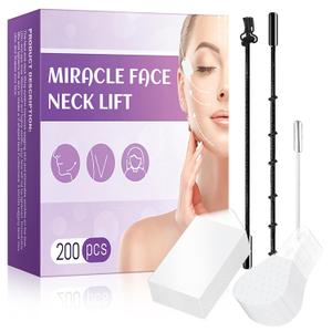 Face Lift Tape 200PCS Bands Instant Facelift Tape for Wrinkles, Double Chin, and Sagging Skin Waterproof & Transparent Lifting Tapes with Elastic Bands (200PCS)