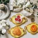 50 Pcs Oval Mini Baroque Dessert Display Tray Mini Elegant Plastic Serving Tray Small Cake Candy Plates for Weddings Party Bridal Baby Shower, Birthday, Candy Jars Decorations (Gold)