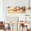 Large Bamboo Plum Blossoms Chinese Traditional Wall Art with Birds, 48"L x 20"W
