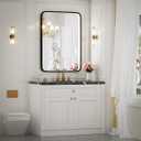 20x28 Inch LED Bathroom Mirror with Lights, Black Metal Frame Wall Mounted Lighted Vanity Mirrors for Wall,Anti-Fog 3000K/4500K/6000K Dimmable Led Mirror,ETL Listed LED Driver