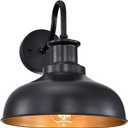 Outdoor Gooseneck Barn Light Outdoor Wall Sconce Farmhouse Rustic Exterior Wall Mount Lights Vintage Outside Lighting Fixture Industrial Black Lantern for Porch Entryway Garage,1 Pack, RZ007 BK