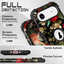PIXIU Unique Flower Pattern Compatible with iPhone Air 6.5 inch case,Heavy Duty Dual Layer Shockproof Full-Body Protective Sturdy Hybrid Cute Rugged Case for Women,Girls,Kids-Black Peonies (A13)