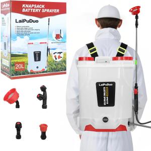 Battery Powered Backpack Sprayer Compatible with Milwaukee 18V Battery,5.3 Gallon,100 PSI Electric Garden Sprayer, Weed Lawn Sprayer with Telescopic Wand & 4 Nozzles,for Lawn and Garden(No Battery)