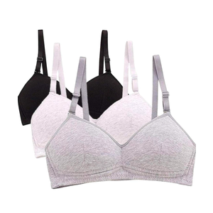 Women Teen Girls Thin Cotton Breathable Sports Bra Wire Free Push up Running A-Cup Bra Solid 32