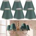 VIHOSE Set of 6 3'' Top x 6'' Bottom x 5'' High Lamp Shade with Petal Edge, Fabric Scalloped Lampshade, for Floor Wall Table Lamps Living Room Bedroom Easy Assembly(Dark Green)