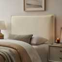 Modway Camille Twin Size Upholstered Linen Blend Headboard with Removable Slipcover – in Linen - Padded Pillow Style Headboard with Adjustable Mounting for Twin Beds