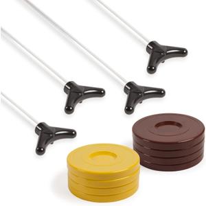 Champion Sports Classic Group Games Shuffleboard Set: Champion Sports Indoor Outdoor 8 Puck 4 Cue Sticks Party Game, Yellow