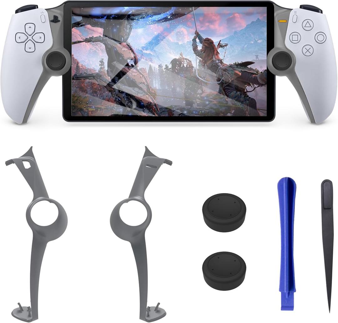 DLseego 1 Pair Handheld Decorative Trim Shell Suitable for PS Portal Remote Player, ps5 Edge Controller DIY Replacement Clip Shell, Including Tool Kit and 2 Thumb Grips, Gray Plates Cover