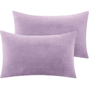BEDELITE Flannel Pillowcases Standard Set of 2, Super Soft Fleece Pillow Case Cover with Zipper for Bedroom, Sofa, Couch,Luxury Cozy Fuzzy Velvet Pillow Shams for All Seasons(20x26 Inches, Lavender)