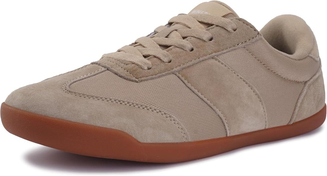 WHITIN Women's Wide Toe Box Barefoot Shoes | Fashion Suede Patchwork Design | Zero Drop Sole (Brown, 39)