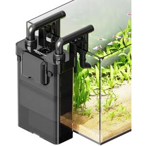 AQUASMITH Hang on Back Aquarium Filter,Ultra-Quiet Small Canister Filter,3-Stage Filtration,Bottom Anti-Dry Burn Motor,Extra-Large Filter Media Basket Suitable
