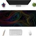 Desk Mat, Large Gaming Mouse Pad 35''15.6'' XXL Extended Mouse Pad Mat Desk Pad with Non-Slip Base Mousepad for Computer, Office, Keyboard and Laptop - Topographic