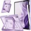 FINTIE Case for iPad Air 11 Inch M3/M2 (2025/2024), iPad Air 5/4 10.9 Inch (2022/2020), [Adjustable Metal Kickstand] Frosted Slim Case, Multi-Position Cover with Stylus Storage, Purple