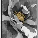Framed Abstract Flower Wall Art, 24x36 Inch Black White Gold Floral Canvas Print, Modern Luxury Peony Painting, Neutral Home Decor for Living Room Bedroom Office