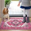 Noahas Front Door Mat Indoor Outdoor Entrance,2x3 Small Hot Pink Area Rugs Vintage Machine Washable Rugs Non-Slip Low Pile Carpets for Entryway Porch Bathroom Kitchen Bedroom Laundry Room Home Decor (2' x 3')