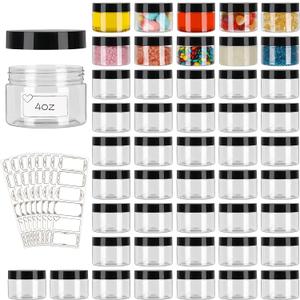 48 Pack Plastic Jars with Lids, Clear 4 oz Plastic Jars with Lids, 4oz Jar with Lid, Clear Containers with Lids for Cream, Lotion, Scrubs, Cosmetics