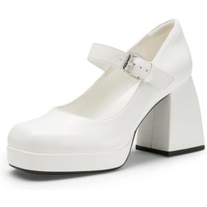 DREAM PAIRS Women's High Chunky Platform Closed Toe Mary Jane Block Heels Square Toe Strappy Dress Wedding Party Pumps Shoes (8.5)