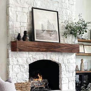 Fireplace Mantel Shelf, 4885 Inch Wooden Floating Shelf for Over Fireplace, Handcrafted Wood Mantels, Wall-Mounted Mantel Shelves, Rustic Floating Mantels Shelves for Living Room, Brown