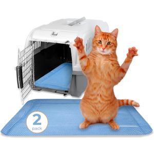 Skywin Pet Carrier Pads, 2 Pack Cat Carrier Pad Insert 19.5" x 12.5", Disposable Small Cat Carrier Liner Pad, Puppy Training Pads(Blue)