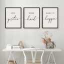 Heiple Motivational Wall Art 11"x14" Framed Wooden Inspirational Office Wall Decor for Men Picture Poster Positive Work Hard Quote Wall Decor for Home Office Bedroom (Black, 16"x24")