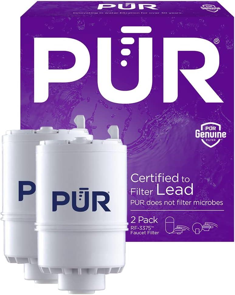 PUR Faucet Mount Replacement Filter 2-Pack, Genuine PUR Filter, 2-in-1 Powerful Filtration, Includes Lead Removal, 6-Month Value, White (RF33752)