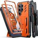 FNTCASE for Samsung Galaxy S26-Ultra Case: [2 Front Frames] [Built-in Screen Protector] [Belt Clip Holster & Kickstand] [Military-Grade Protection] Heavy Duty Full Body Shockproof Rugged Cover Orange