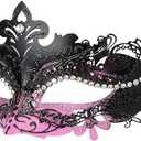 Hoshin Masquerade Mask, Mardi Gras Deecorations Venetian Masks for Womens, Purple & Black