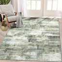 3x5 Rug, Small Area Rug for Living Room, Bedroom, Kitchen, Machine Washable Non-Slip Throw Rug, Modern Abstract Carpet for Entryway Nursery Coffee Table, Green
