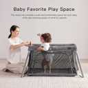 Gromast 2 in 1 Portable Travel Crib for Toddler, Foldable Crib for Baby, Lightweight Playpen Collapsible Playard with Soft Mattress, Easy to Carry Baby Travel Bed for Outdoor, Indoor (Grey, 31.5 x 23 x 37.5 in)