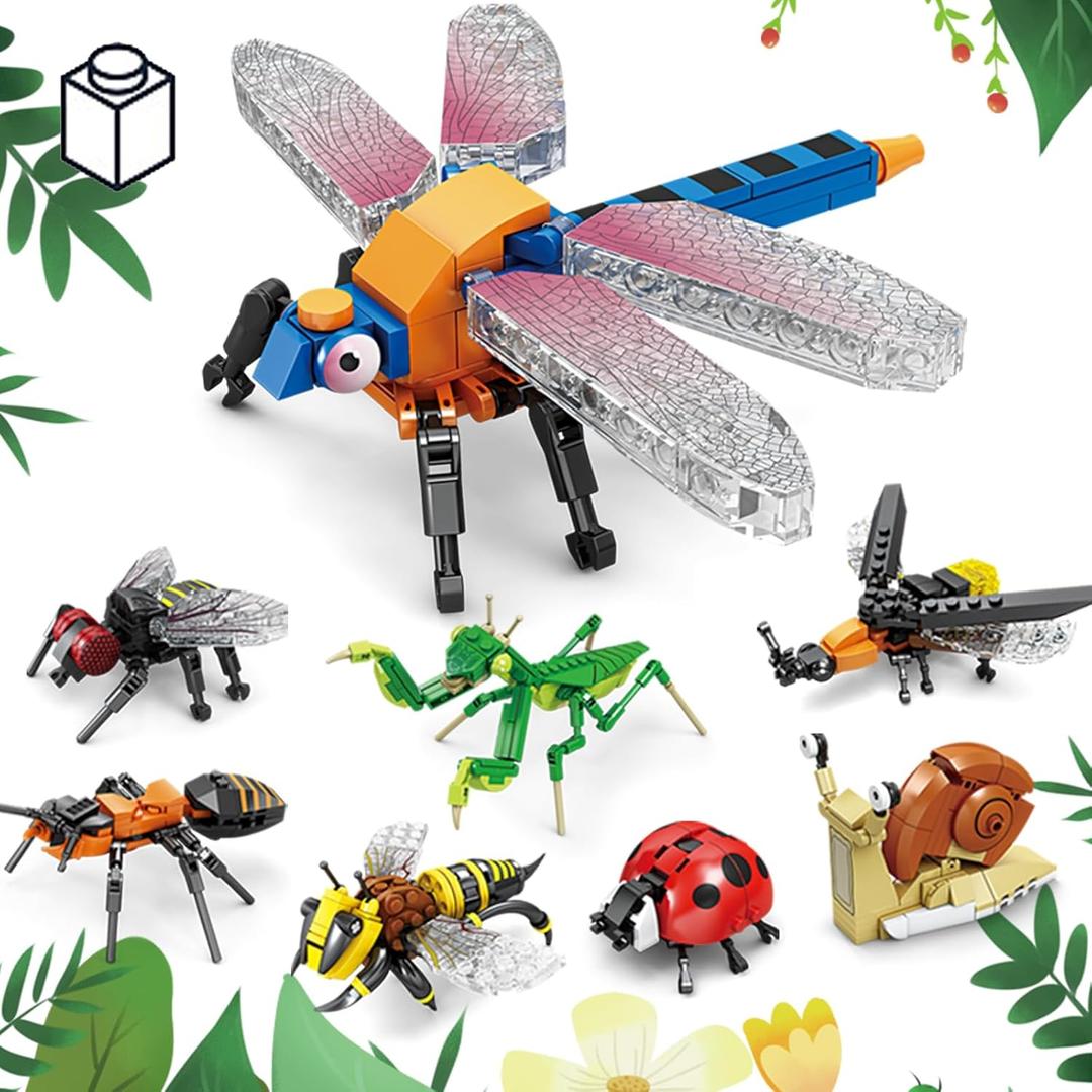 KAZI Bugs Building Toy Set,Insect Collection Building Blocks Including 8 Different Bug,STEM Toys for Kids Age 8 and Up,Play and Display Gift Idea for Boys & Girls,Ideal Gifts for Birthday Valentines