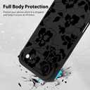 MZELQ for iPhone Air Case 2025, Silicone Rose Floral Flower Cute Pattern, Camera Protection Soft Slim Phone Cover for Girls Women -Black